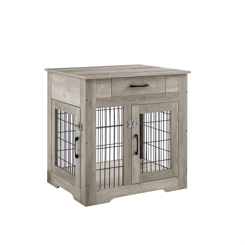 Large Medium Dog Training Crate Kennel Cage with Double Lockable Doors Pet Crate End Table Wood Furniture Cave House Chew-Proof